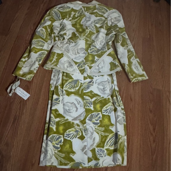 Anne French Dresses & Skirts - Anne French Couture Floral Green White Blazer Skirt Set Tropical Retro Vintage